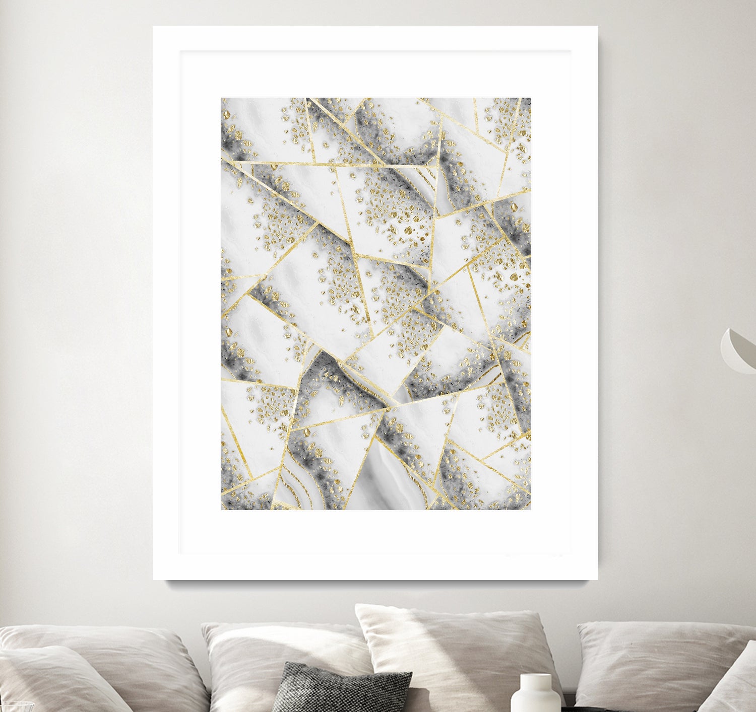 White Agate Gold Geometric Glam #1 #geo #gem #decor #art by Anita & Bella Jantz on GIANT ART - gray vector illustration