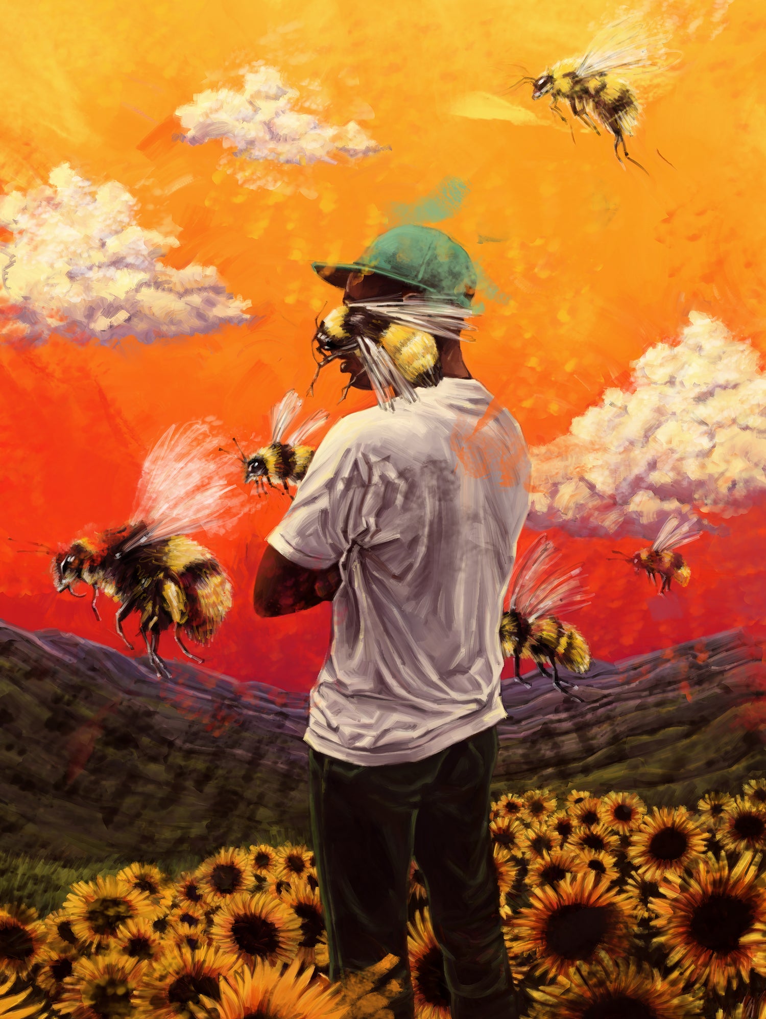 Tyler The Creator Flower Boy by Dmitry Belov on GIANT ART - orange digital painting