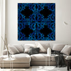 Blue carved tile ceramic effect by Bernadette Mombourgh on GIANT ART - blue digital painting