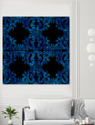 Blue carved tile ceramic effect by Bernadette Mombourgh on GIANT ART - blue digital painting