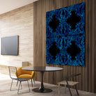 Blue carved tile ceramic effect by Bernadette Mombourgh on GIANT ART - blue digital painting