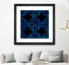 Blue carved tile ceramic effect by Bernadette Mombourgh on GIANT ART - blue digital painting