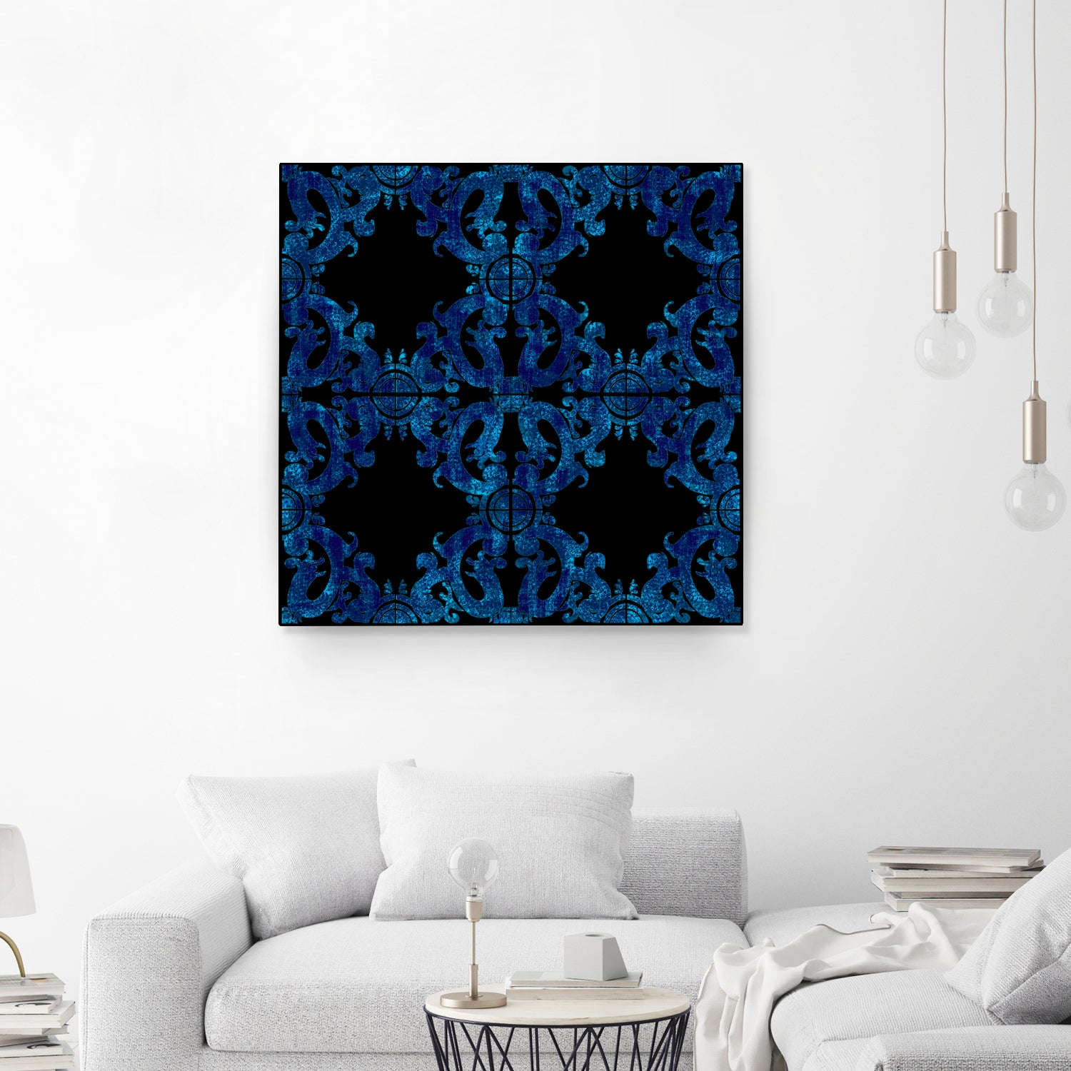 Blue carved tile ceramic effect by Bernadette Mombourgh on GIANT ART - blue digital painting