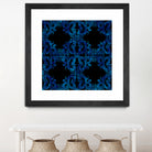 Blue carved tile ceramic effect by Bernadette Mombourgh on GIANT ART - blue digital painting