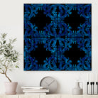 Blue carved tile ceramic effect by Bernadette Mombourgh on GIANT ART - blue digital painting