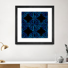 Blue carved tile ceramic effect by Bernadette Mombourgh on GIANT ART - blue digital painting