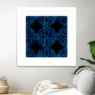 Blue carved tile ceramic effect by Bernadette Mombourgh on GIANT ART - blue digital painting