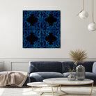 Blue carved tile ceramic effect by Bernadette Mombourgh on GIANT ART - blue digital painting