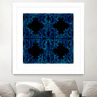 Blue carved tile ceramic effect by Bernadette Mombourgh on GIANT ART - blue digital painting