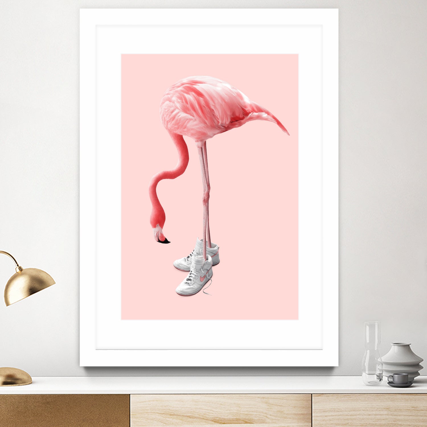 SNEAKER FLAMINGO by Jonas Loose on GIANT ART - pink photo manipulation