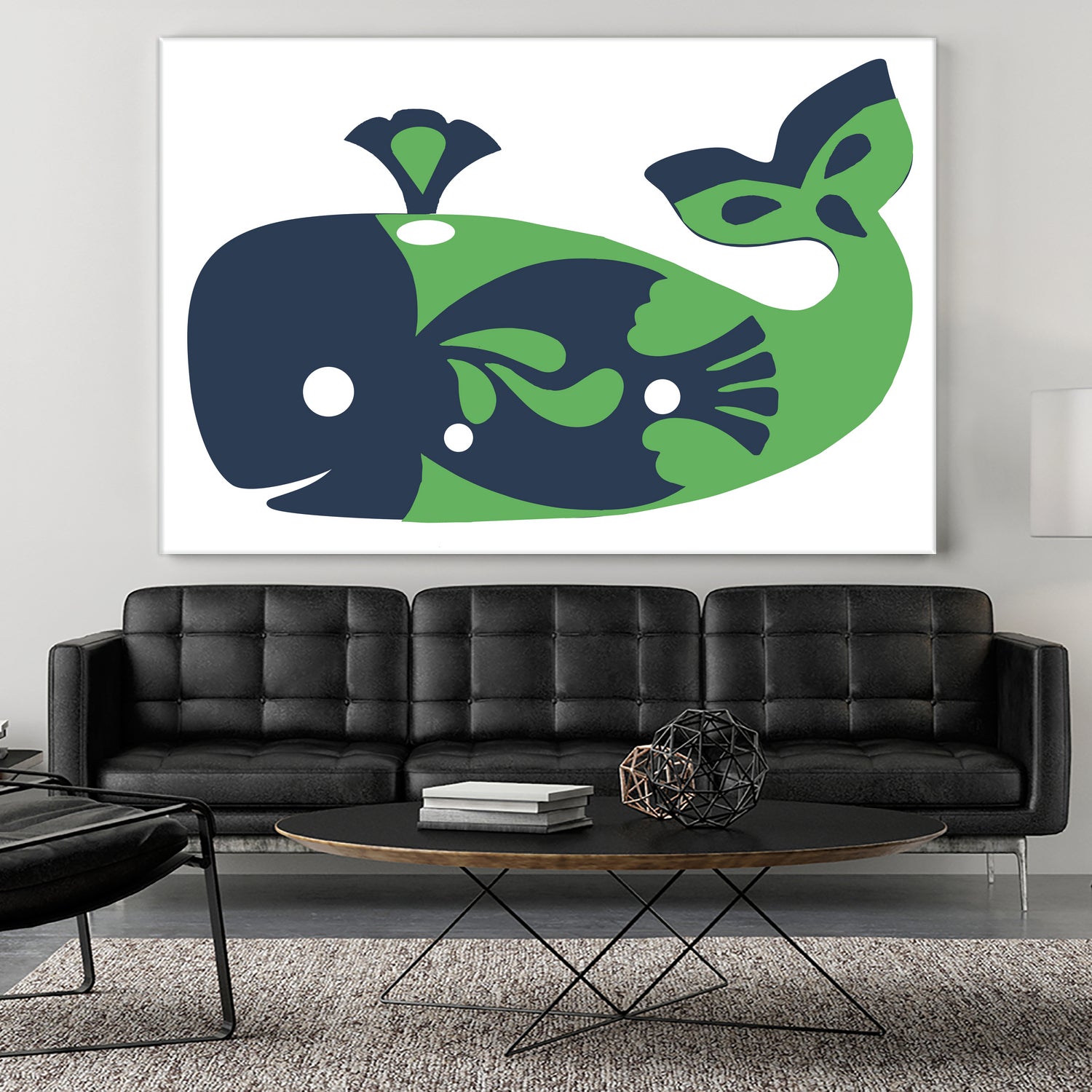 AMALFI WHALE GREEN by Thomas Fernez on GIANT ART - green digital drawing