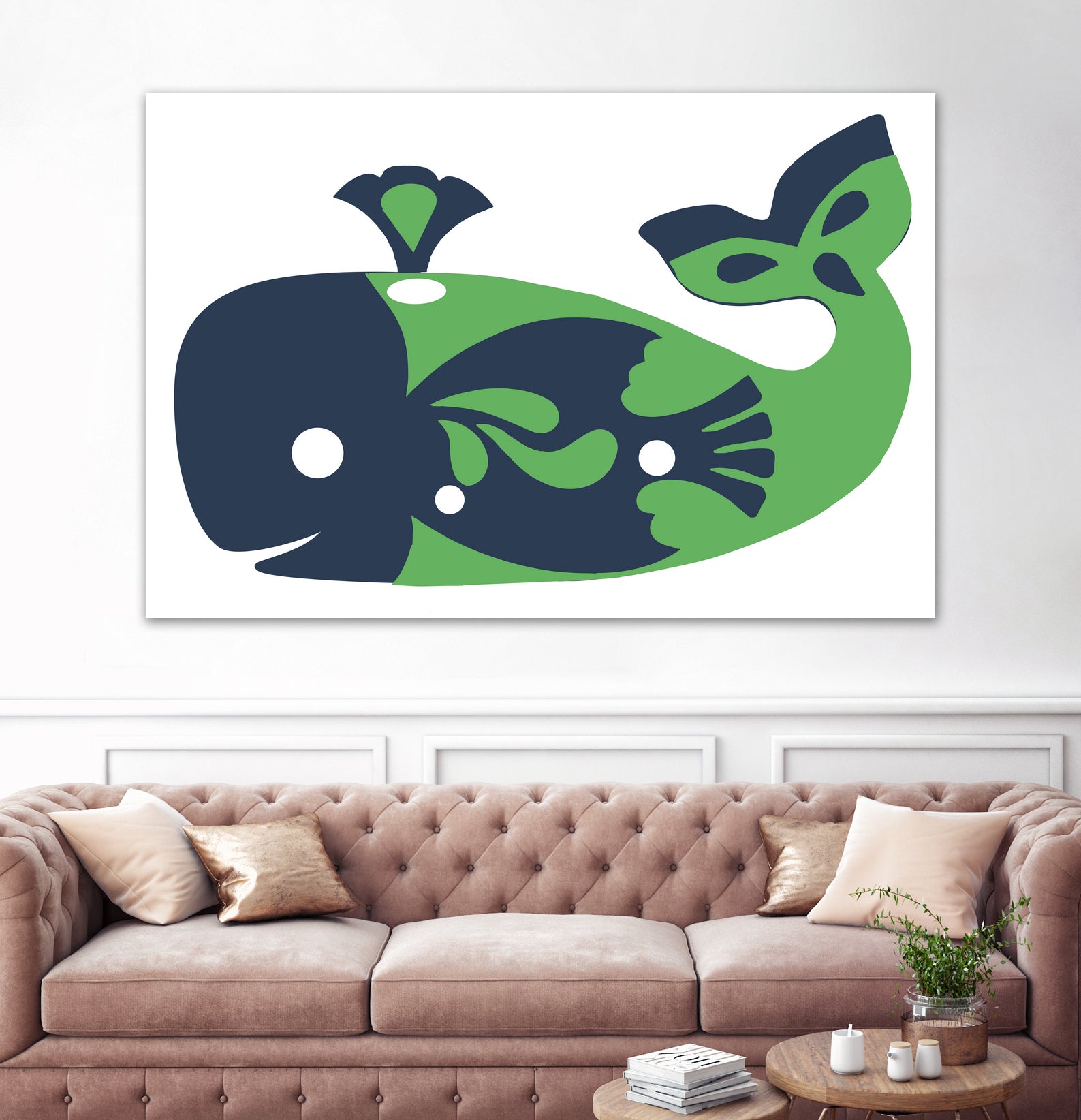 AMALFI WHALE GREEN by Thomas Fernez on GIANT ART - green digital drawing