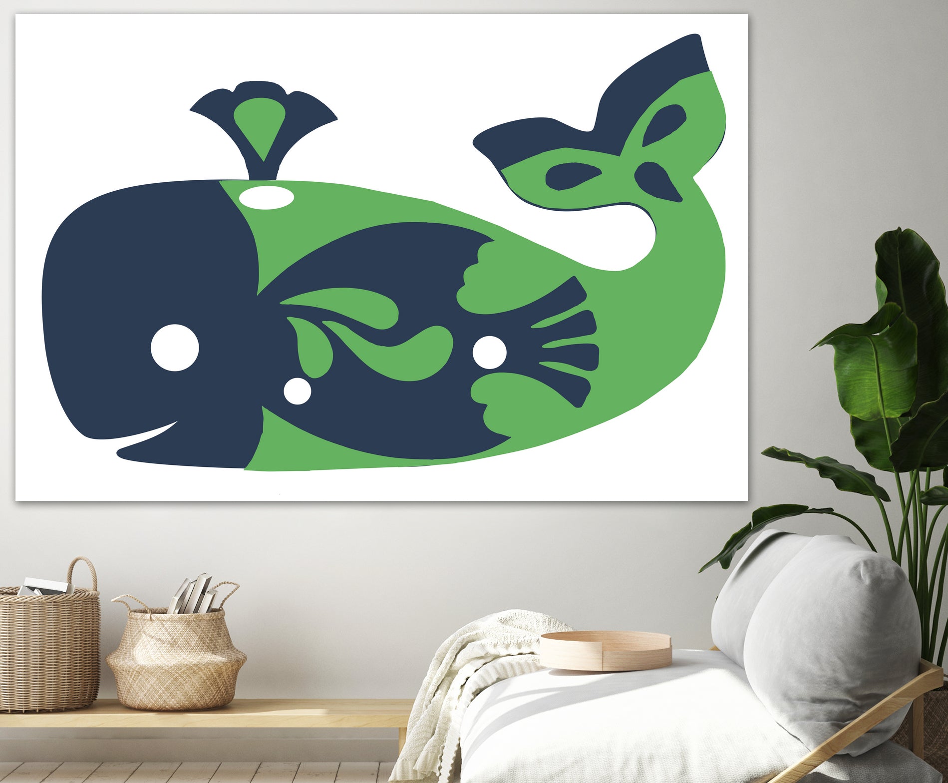 AMALFI WHALE GREEN by Thomas Fernez on GIANT ART - green digital drawing