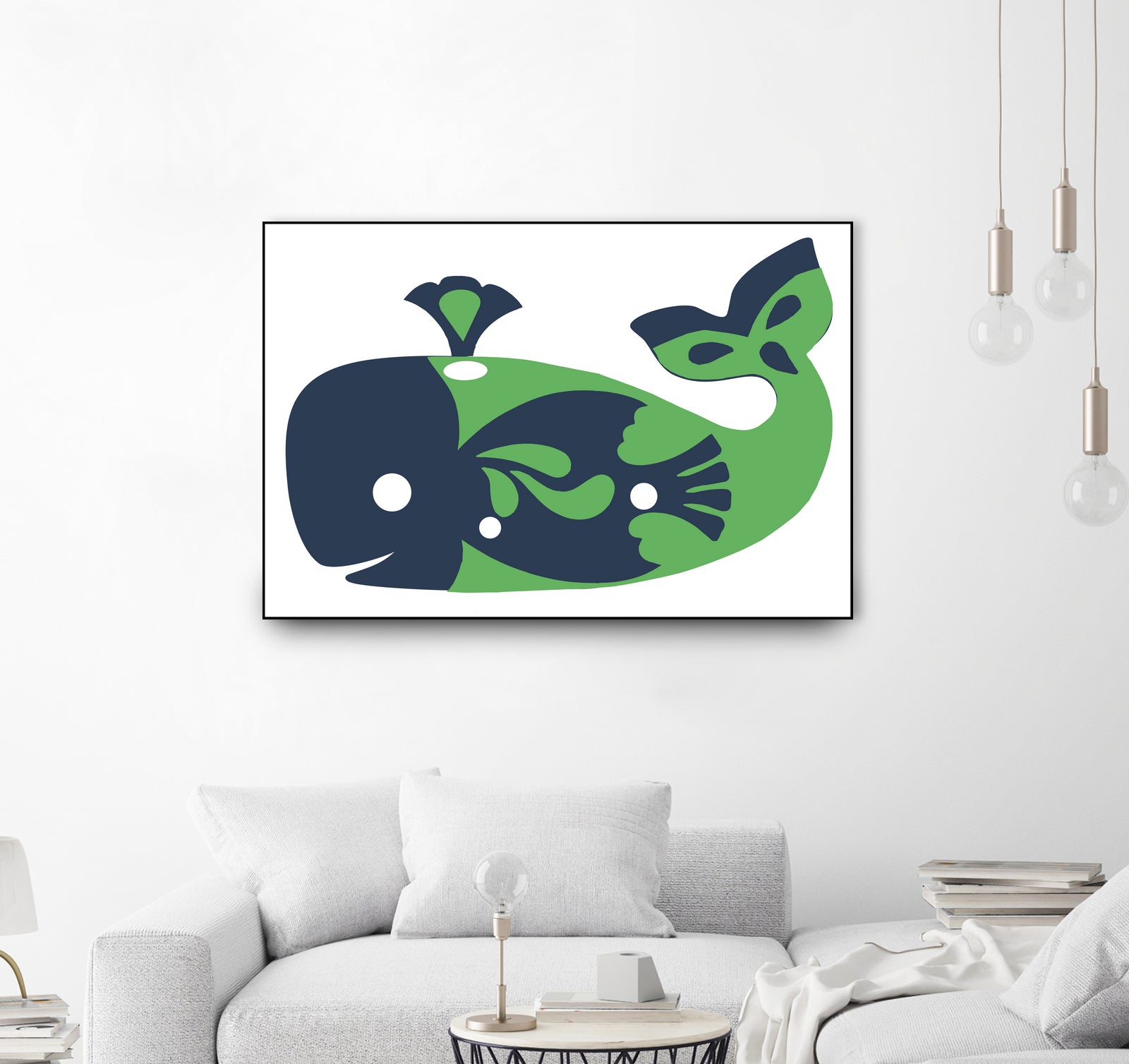 AMALFI WHALE GREEN by Thomas Fernez on GIANT ART - green digital drawing