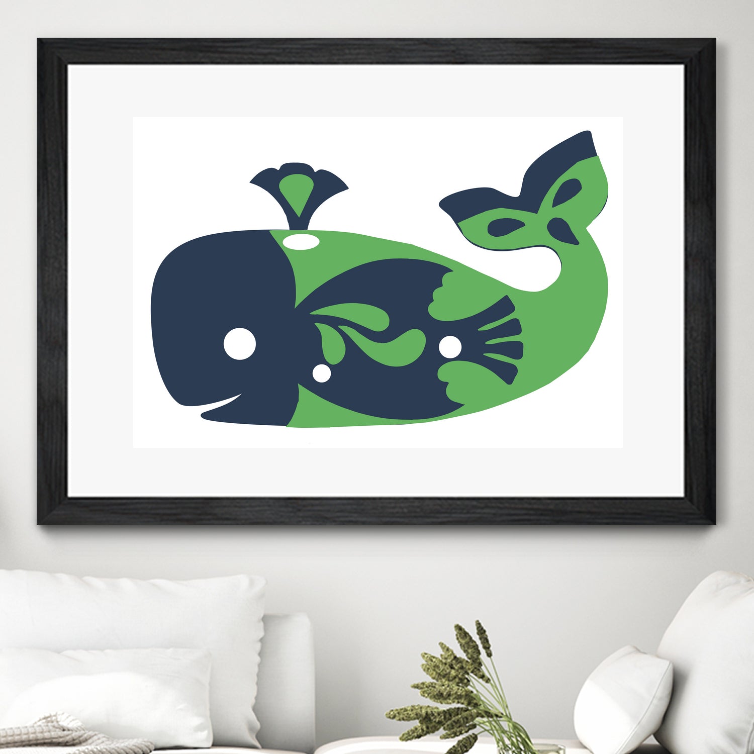 AMALFI WHALE GREEN by Thomas Fernez on GIANT ART - green digital drawing