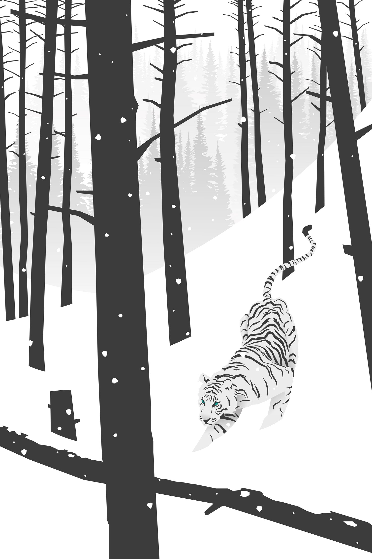 White tiger by Roland Bánrévi on GIANT ART - white vector illustration