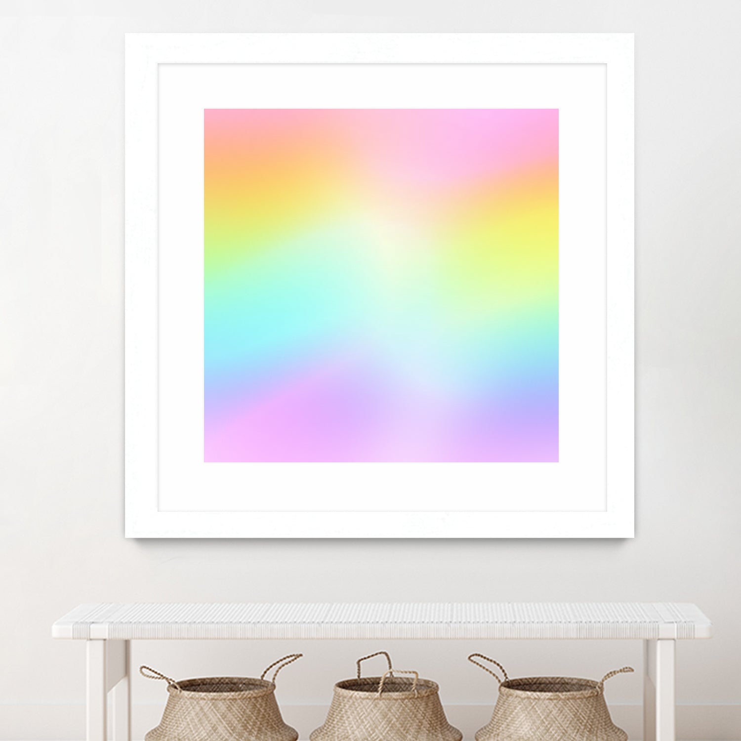 Beautiful Pastel Rainbow Ombre Design by Kelsey Lovelle on GIANT ART - pink digital painting