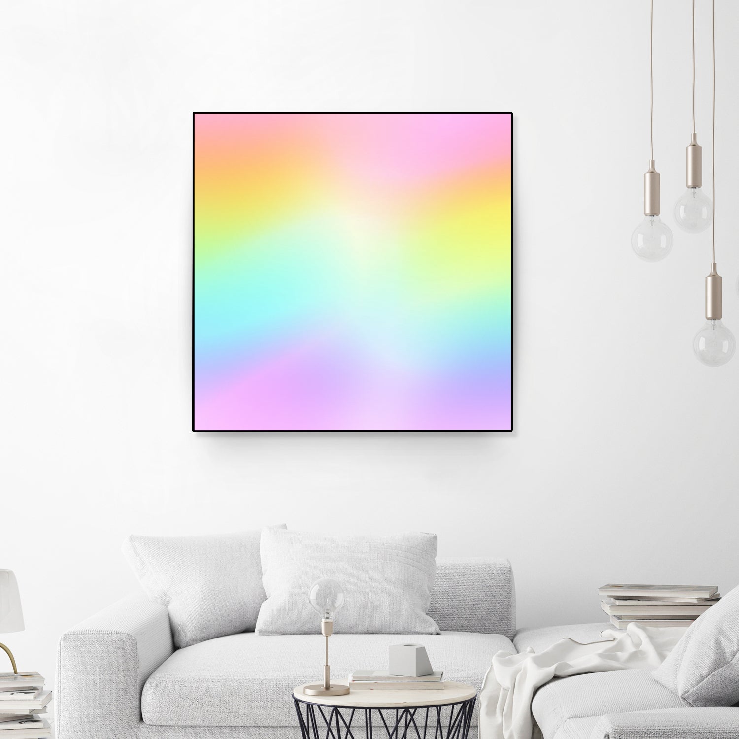 Beautiful Pastel Rainbow Ombre Design by Kelsey Lovelle on GIANT ART - pink digital painting