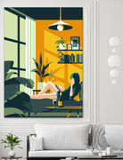 The Blue Hat Girl / Stay Home by Roland Bánrévi on GIANT ART - green vector illustration