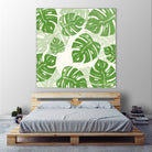 Linocut Monstera Pattern by Bianca Green on GIANT ART - green mixed media