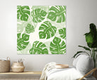 Linocut Monstera Pattern by Bianca Green on GIANT ART - green mixed media