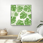 Linocut Monstera Pattern by Bianca Green on GIANT ART - green mixed media