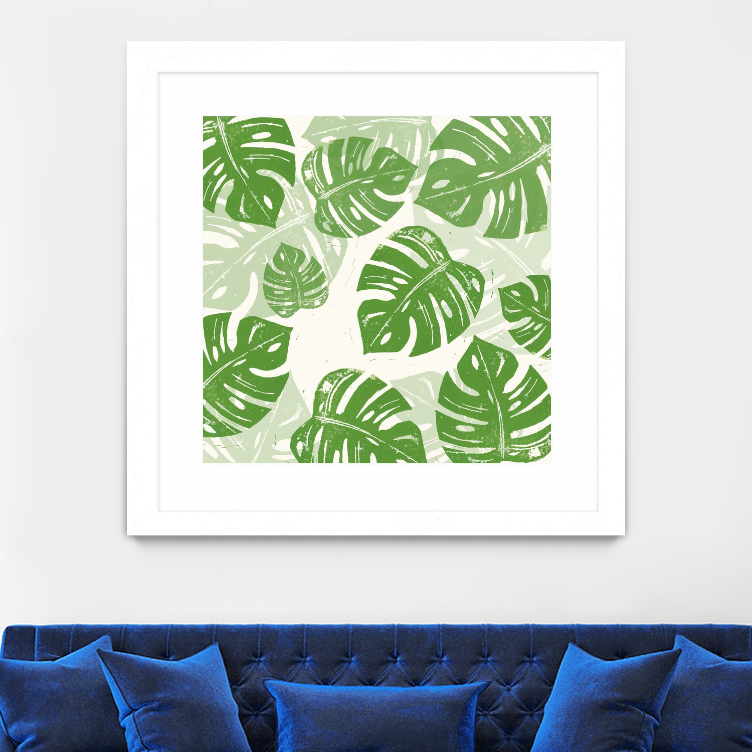 Linocut Monstera Pattern by Bianca Green on GIANT ART - green mixed media