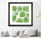 Linocut Monstera Pattern by Bianca Green on GIANT ART - green mixed media