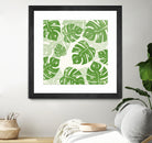 Linocut Monstera Pattern by Bianca Green on GIANT ART - green mixed media