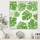 Linocut Monstera Pattern by Bianca Green on GIANT ART - green mixed media