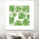 Linocut Monstera Pattern by Bianca Green on GIANT ART - green mixed media