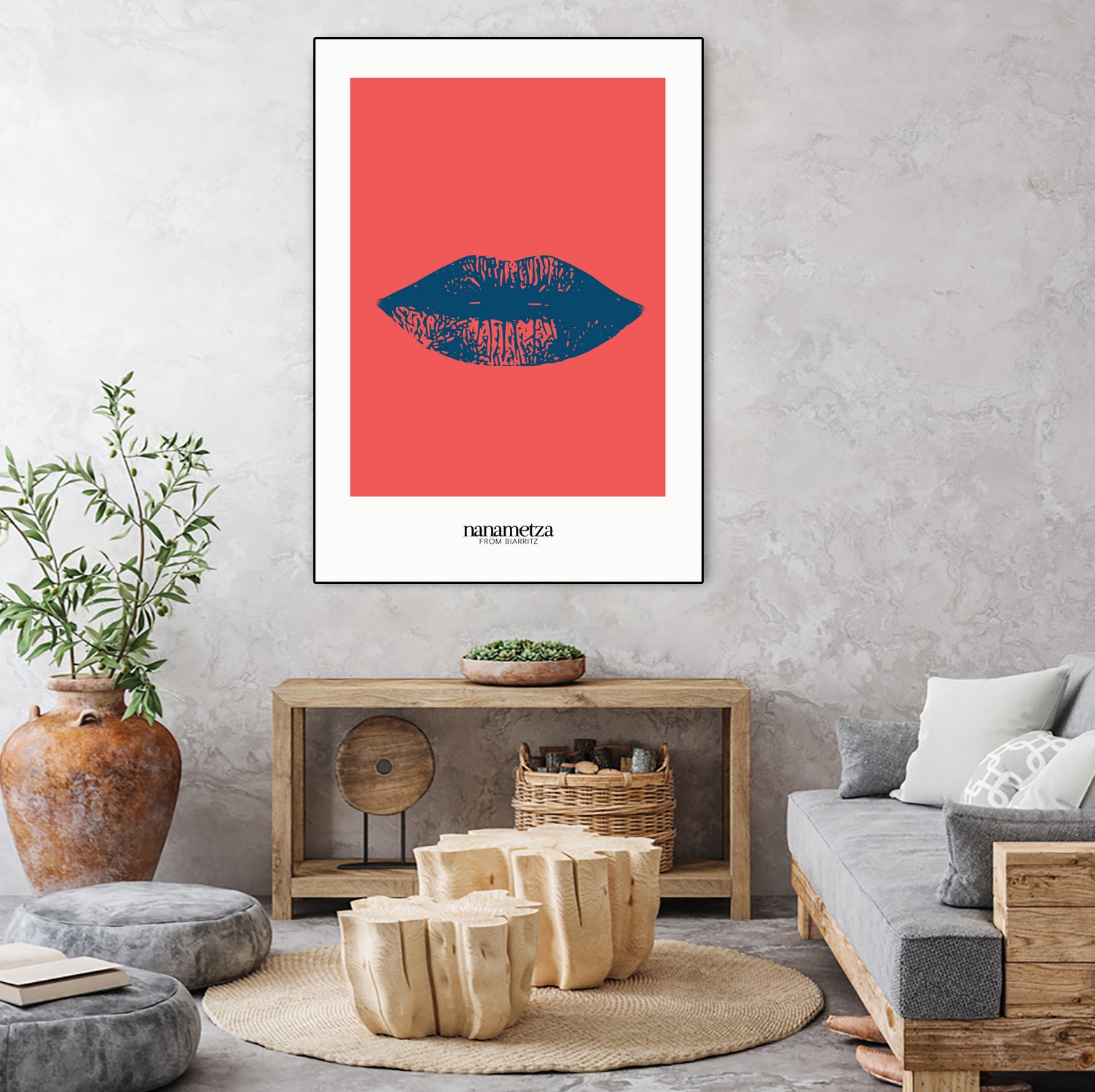 Bleu lips by Nanametza Biarritz on GIANT ART - pink digital drawing