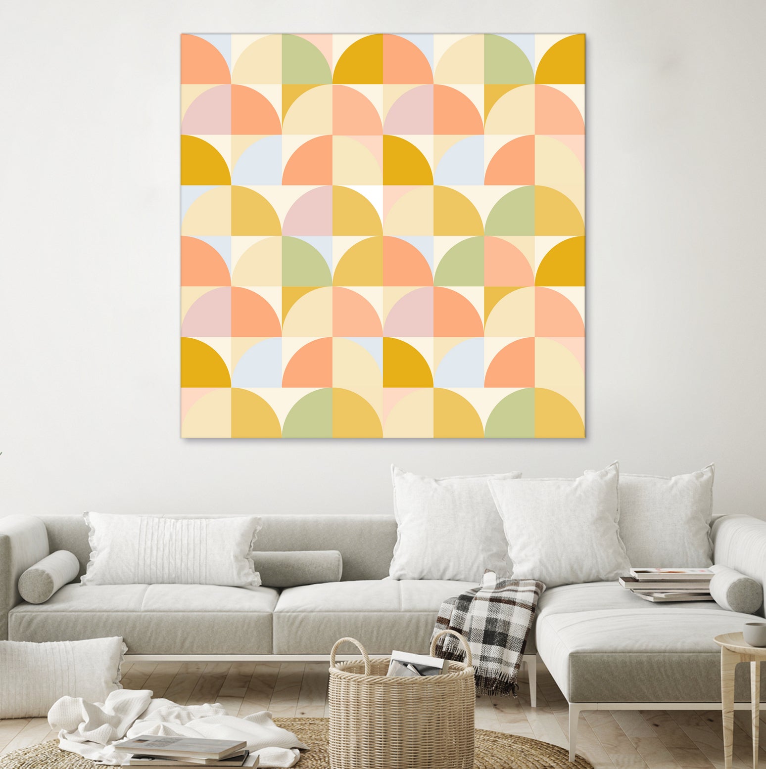 Retro Rainbow Fields #geometry #retro by Dominique Van Roey on GIANT ART - yellow digital drawing