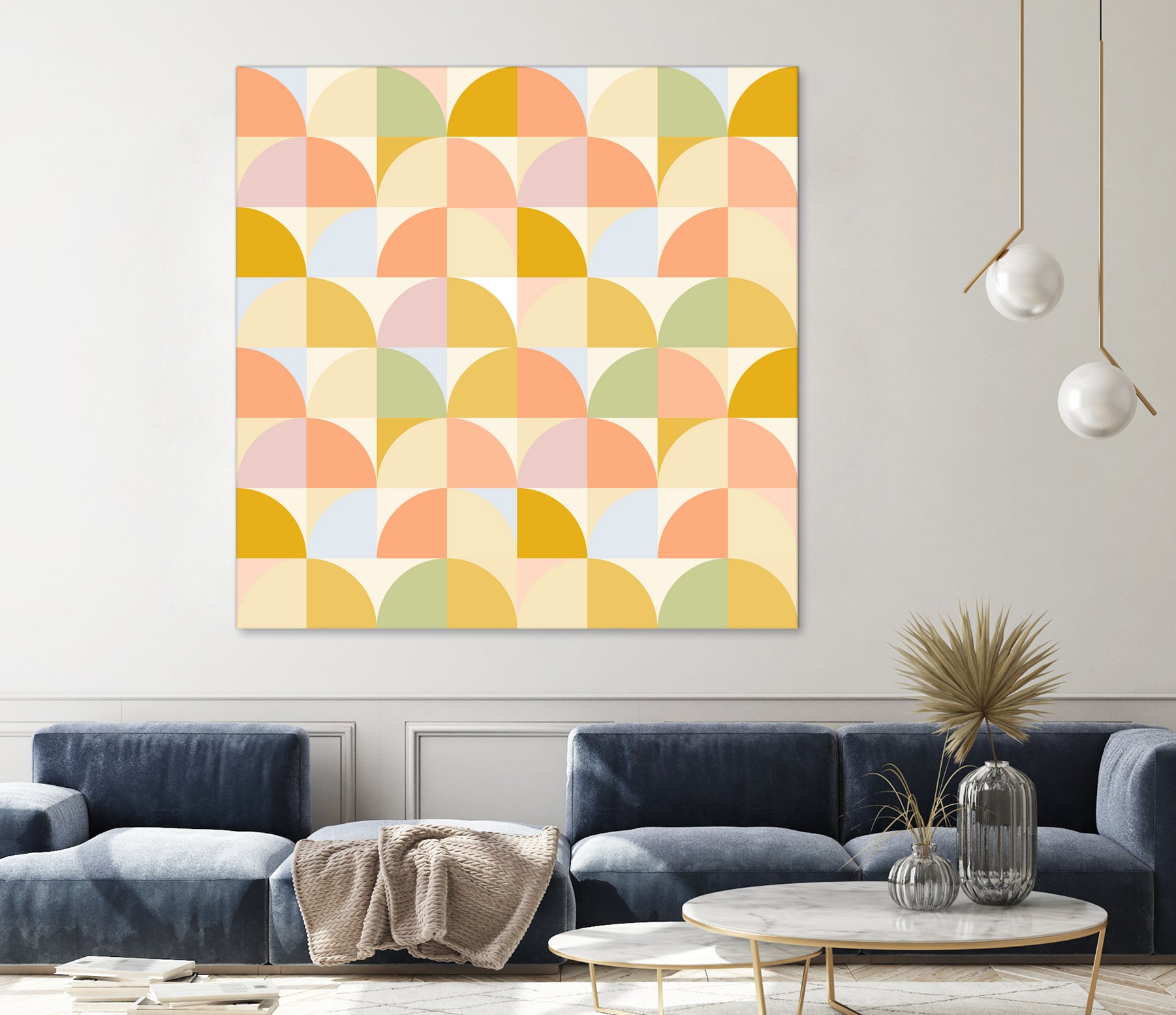 Retro Rainbow Fields #geometry #retro by Dominique Van Roey on GIANT ART - yellow digital drawing