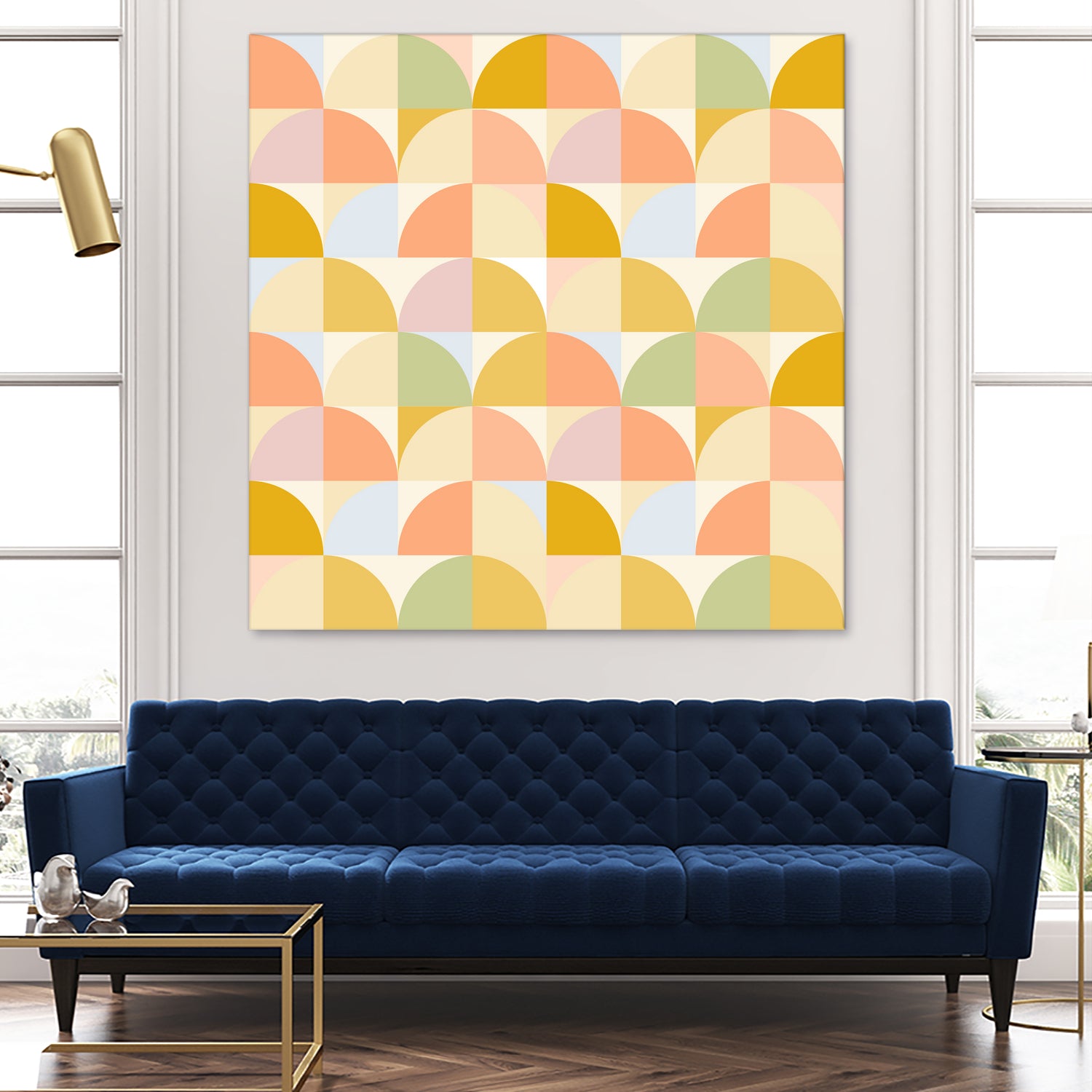 Retro Rainbow Fields #geometry #retro by Dominique Van Roey on GIANT ART - yellow digital drawing