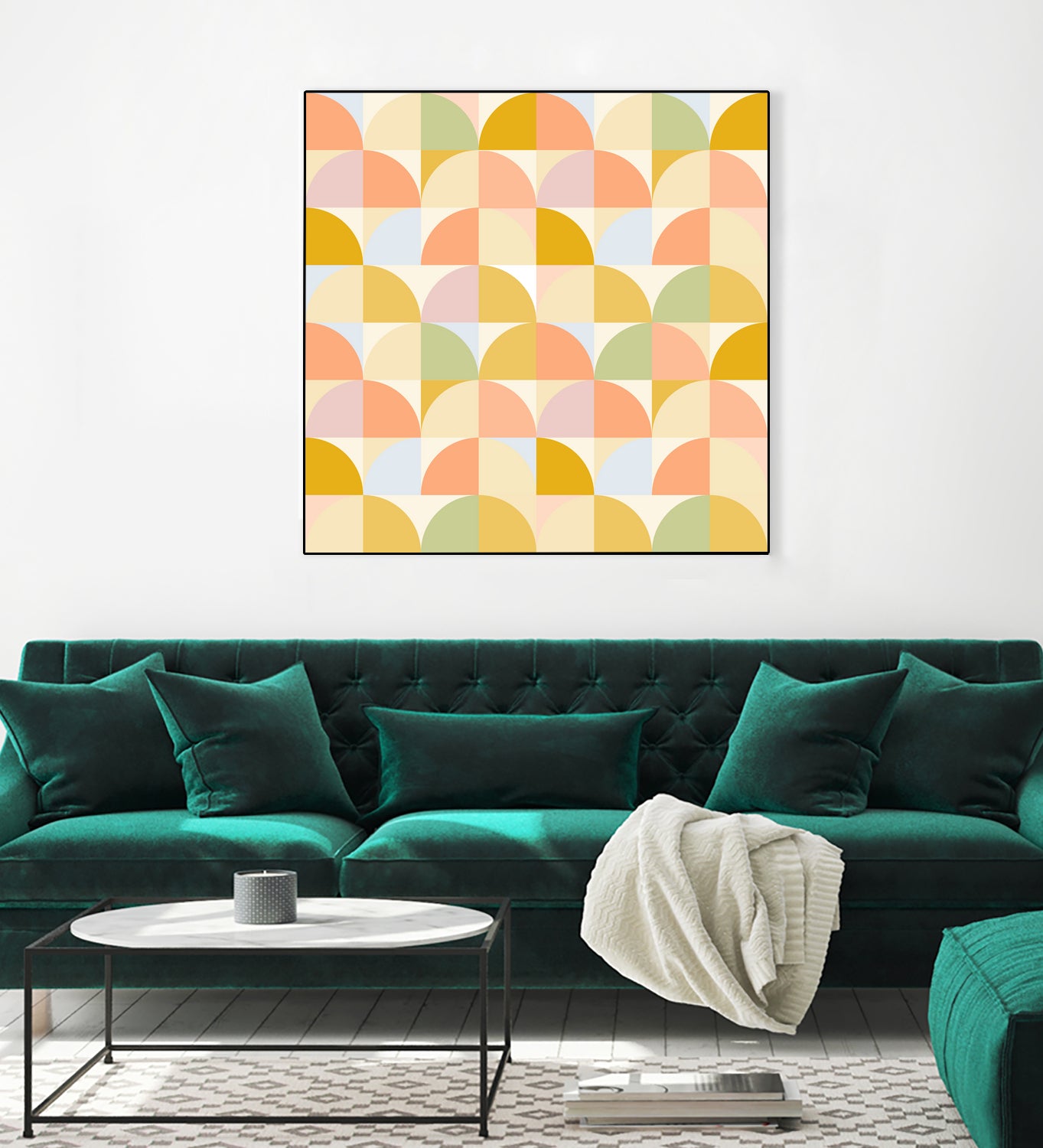 Retro Rainbow Fields #geometry #retro by Dominique Van Roey on GIANT ART - yellow digital drawing