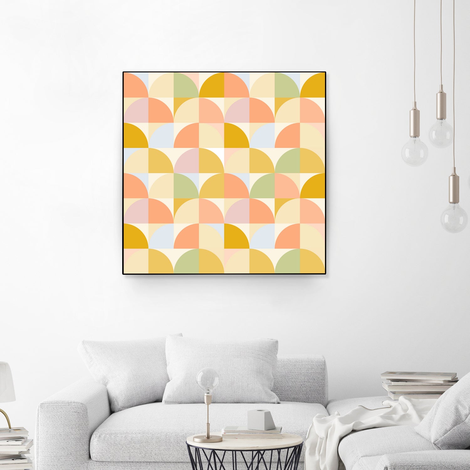 Retro Rainbow Fields #geometry #retro by Dominique Van Roey on GIANT ART - yellow digital drawing