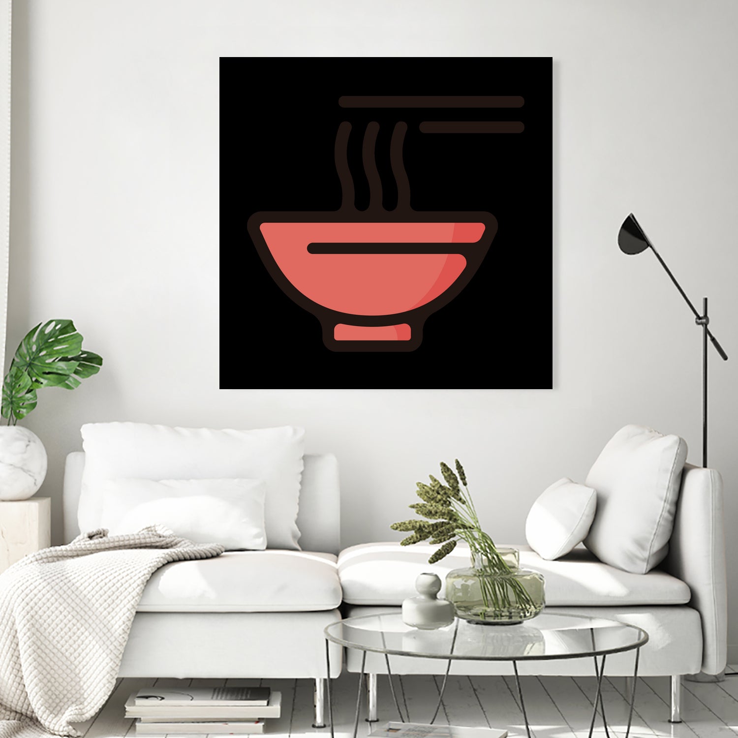 Ramen : Minimalistic icon series by Satoshi Kikyo on GIANT ART - red digital painting