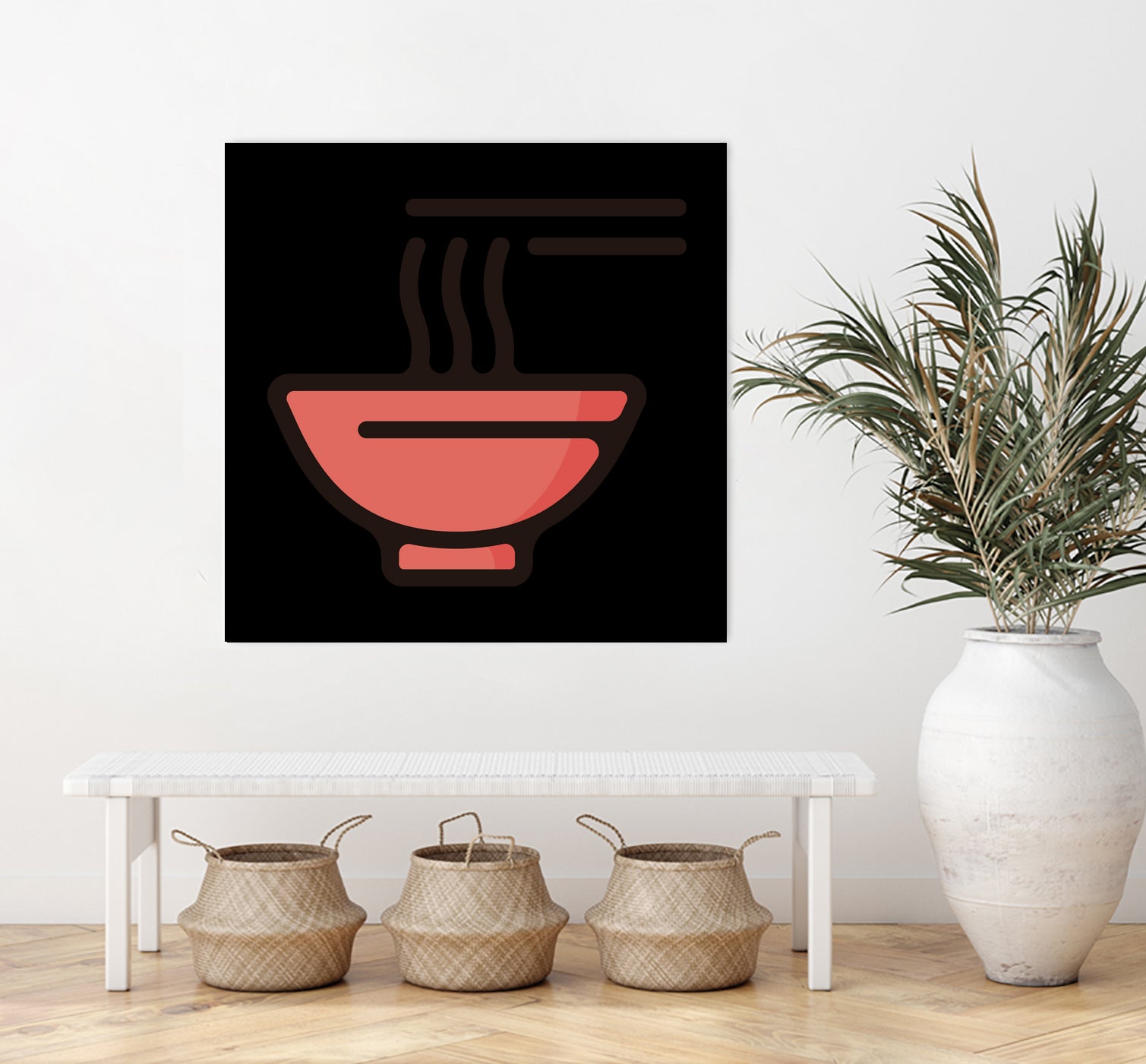 Ramen : Minimalistic icon series by Satoshi Kikyo on GIANT ART - red digital painting