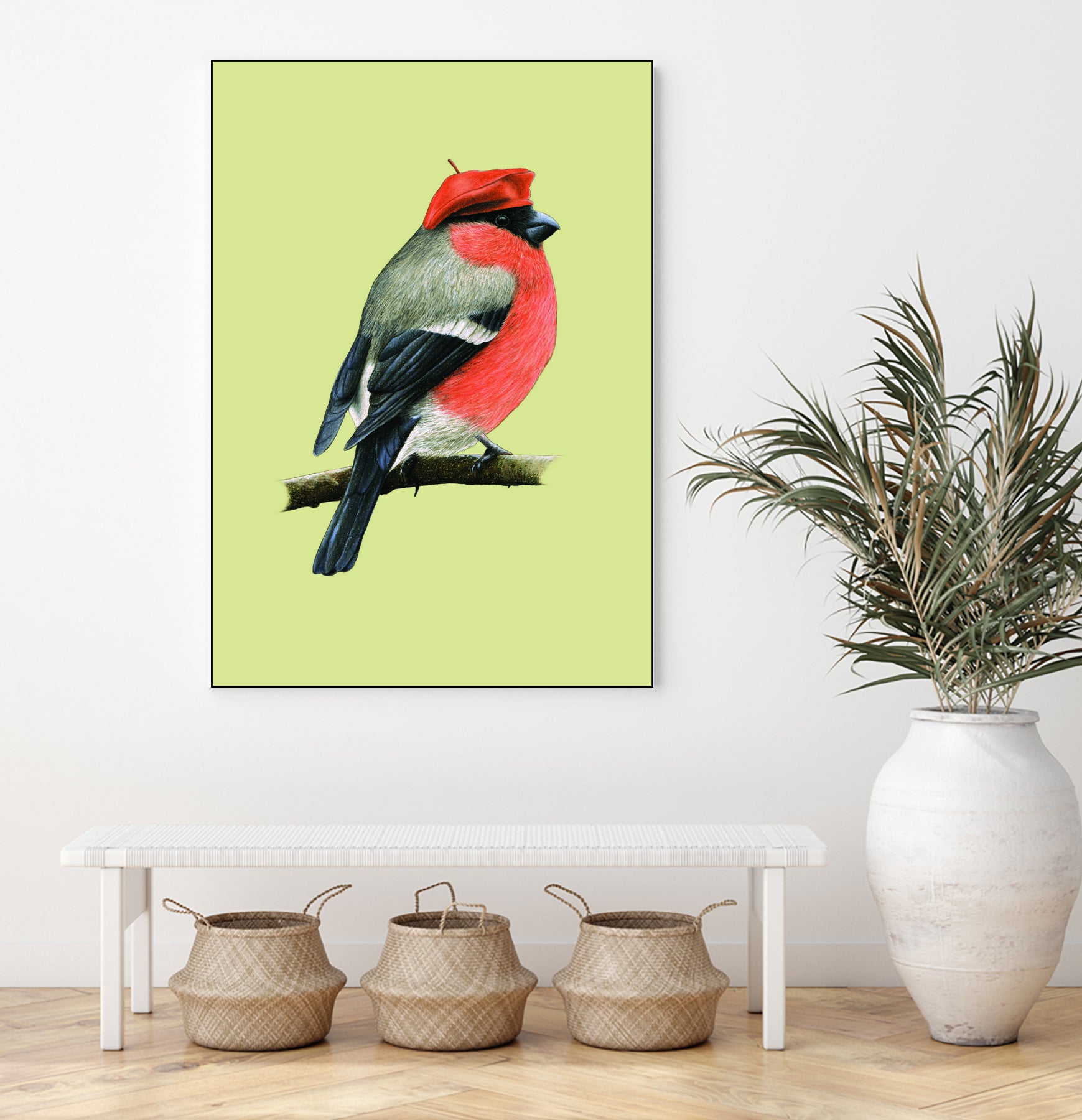 Eurasian bullfinch by Mikhail Vedernikov on GIANT ART - orange mixed media