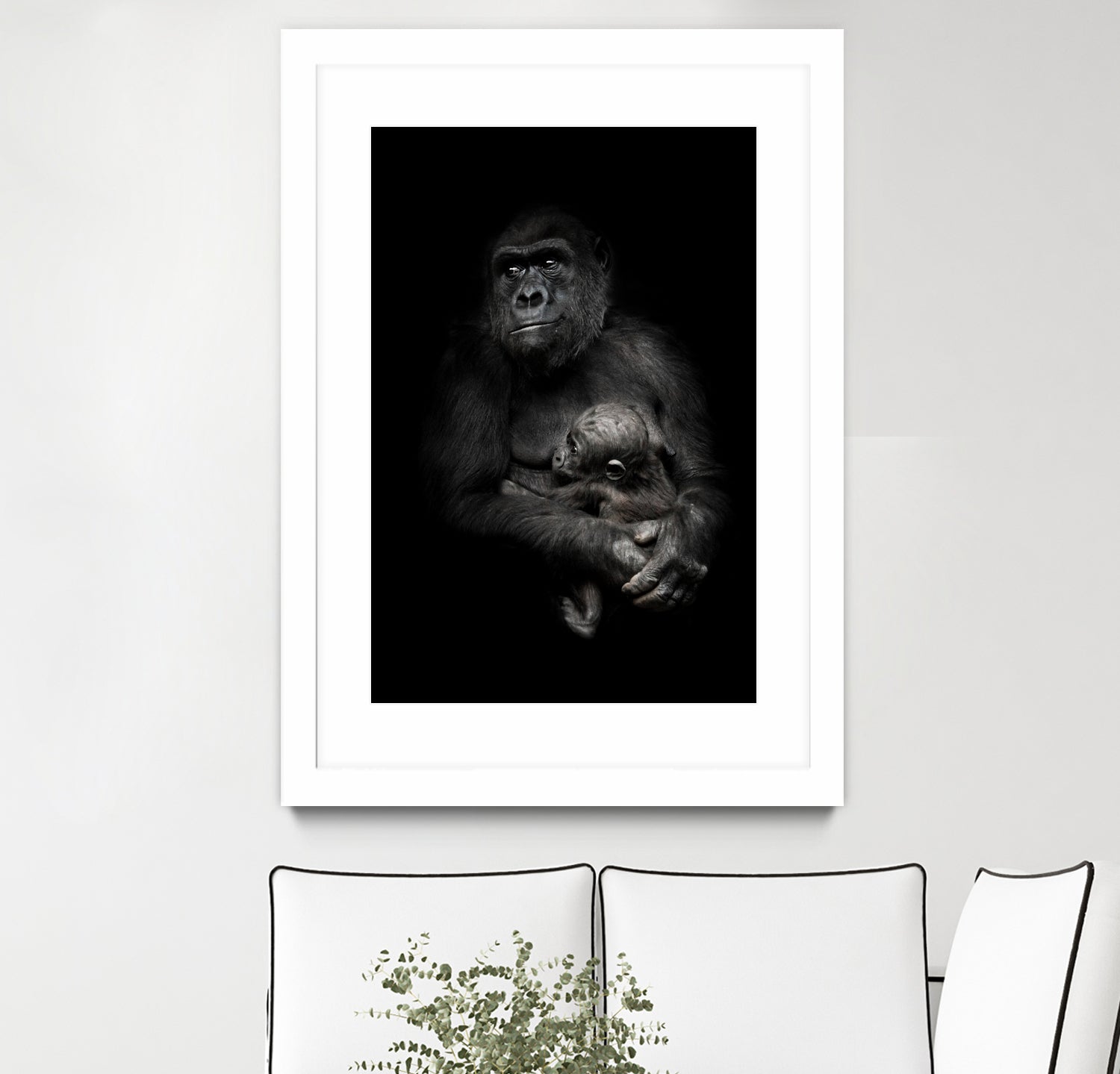 monkey mother by Michael Semenov on GIANT ART - black photo illustration