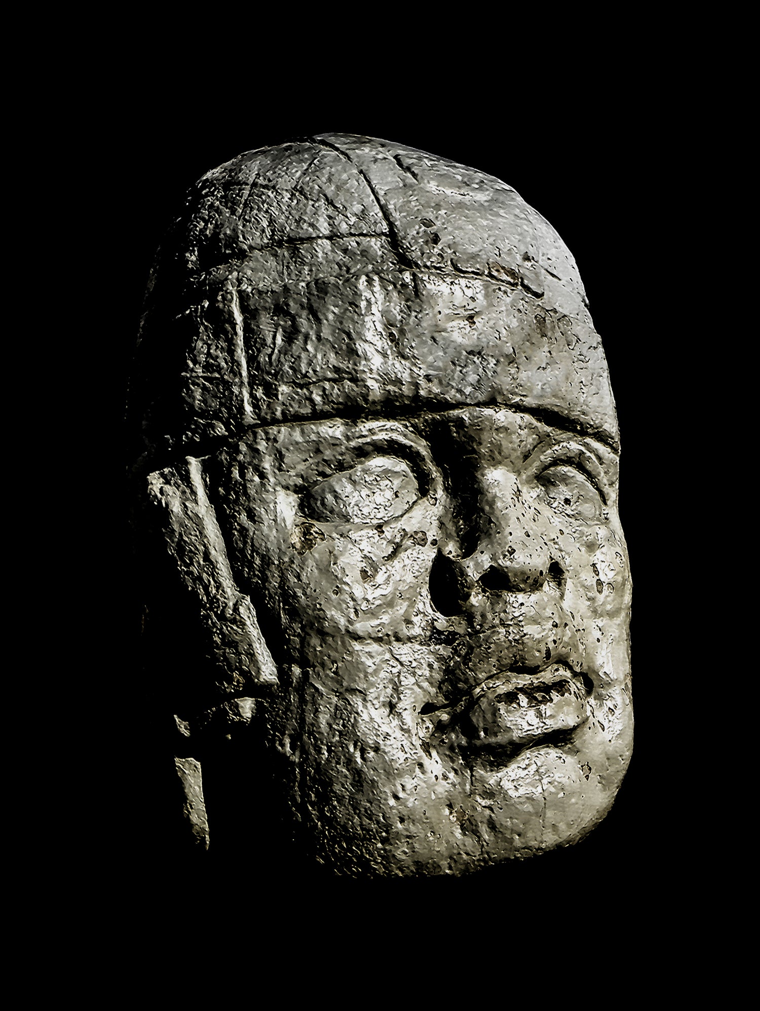 Mexican Pre Hispanic Head Sculpture Poster by Daniel Ferreira-Leites on GIANT ART - black photo illustration