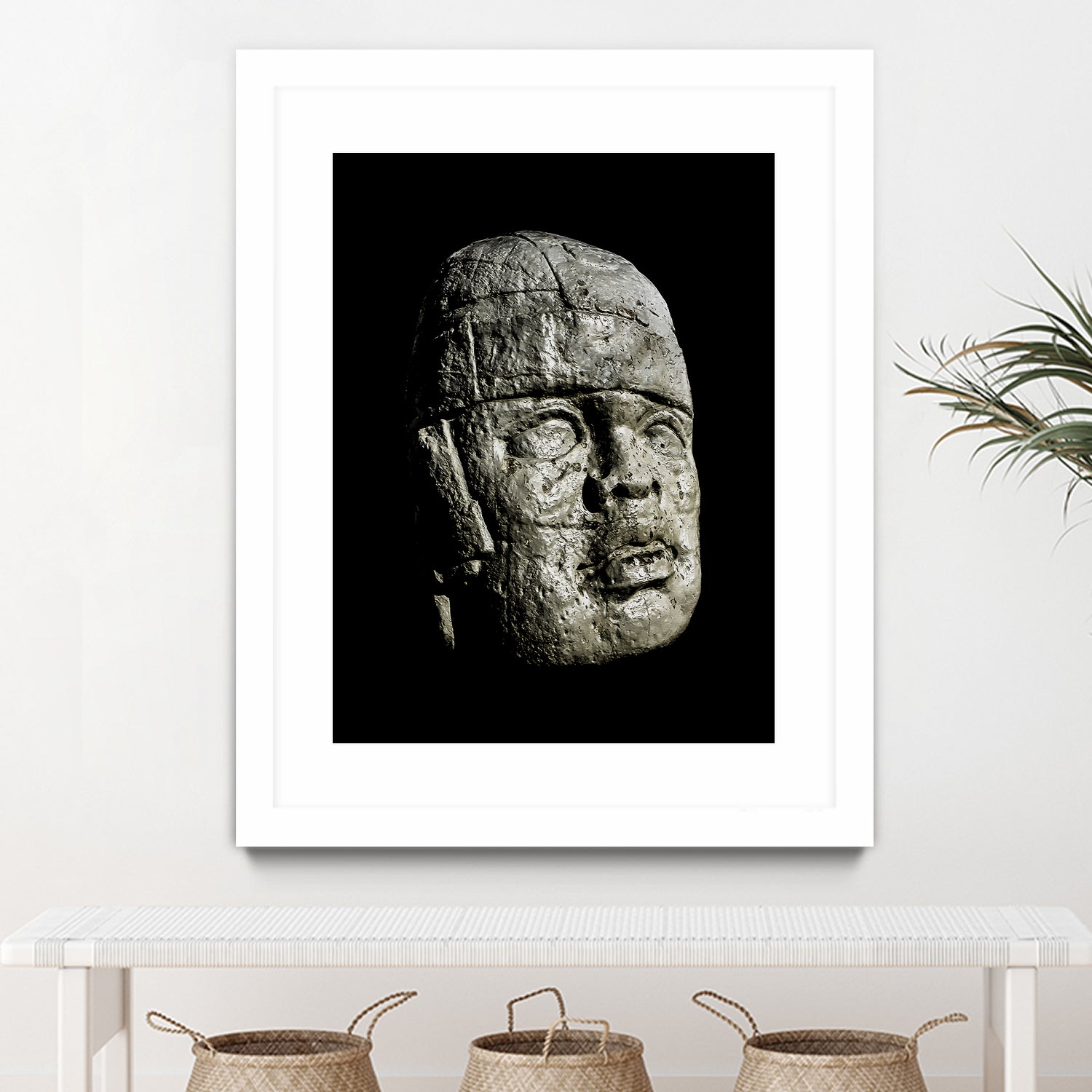 Mexican Pre Hispanic Head Sculpture Poster by Daniel Ferreira-Leites on GIANT ART - black photo illustration