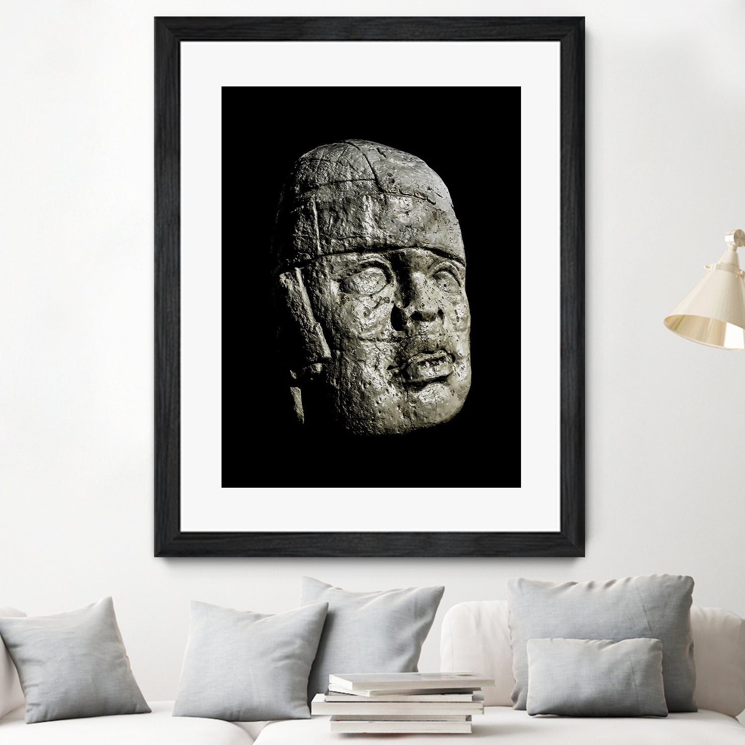 Mexican Pre Hispanic Head Sculpture Poster by Daniel Ferreira-Leites on GIANT ART - black photo illustration