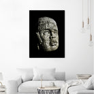 Mexican Pre Hispanic Head Sculpture Poster by Daniel Ferreira-Leites on GIANT ART - black photo illustration