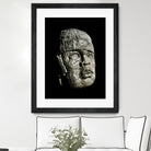 Mexican Pre Hispanic Head Sculpture Poster by Daniel Ferreira-Leites on GIANT ART - black photo illustration