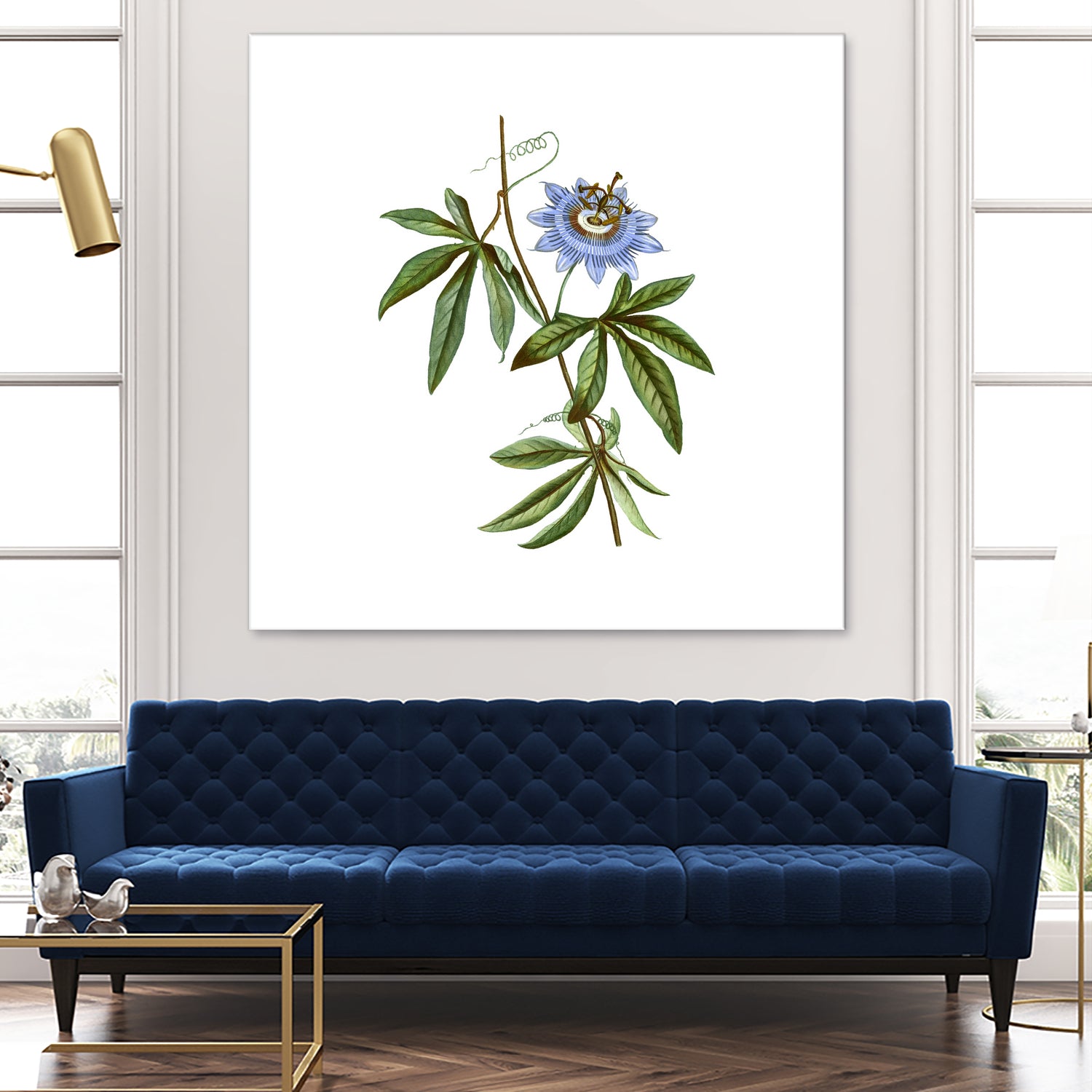 Vintage Blue Passionflower Botanical Illustration by Raul Andre Petrasanta on GIANT ART - blue mixed media