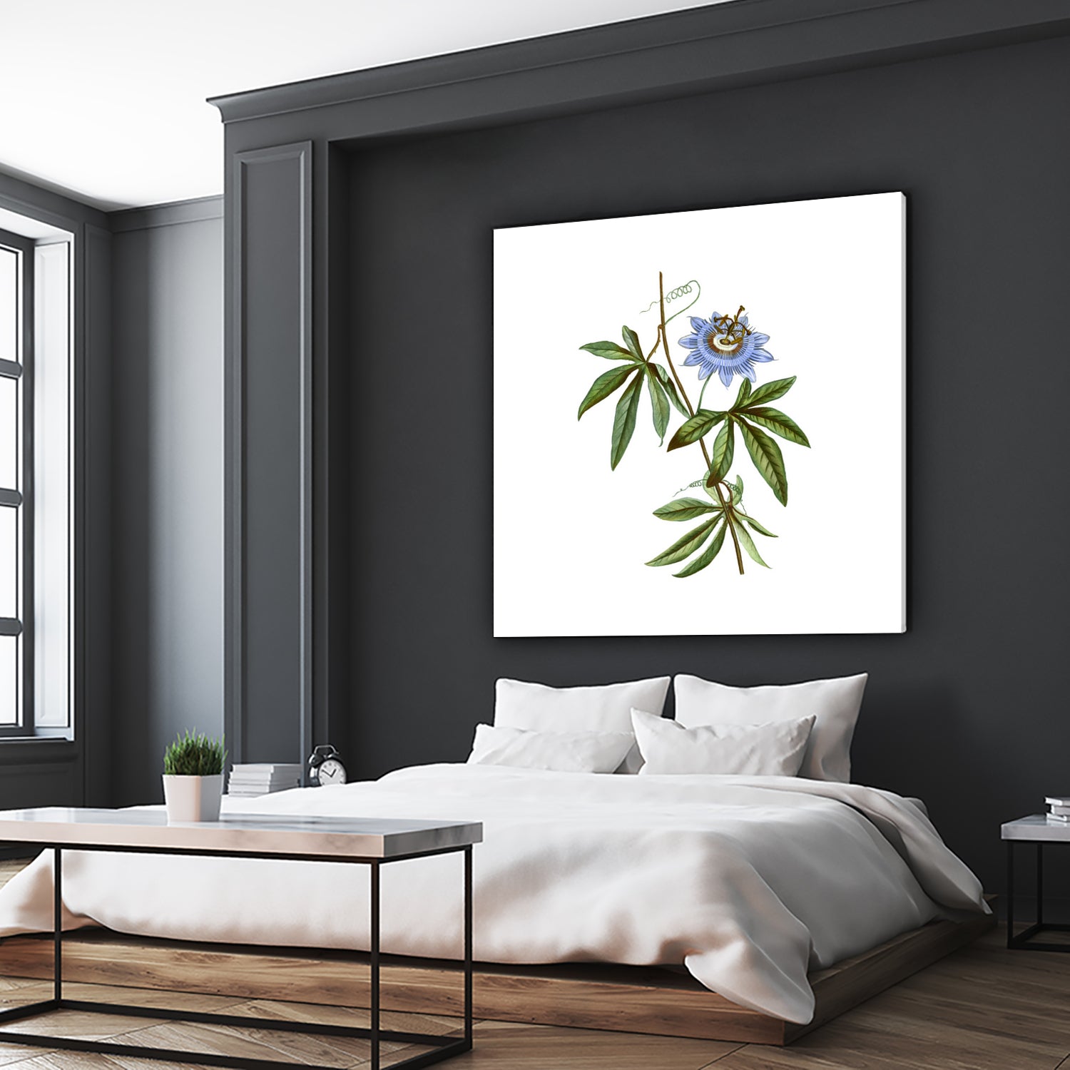 Vintage Blue Passionflower Botanical Illustration by Raul Andre Petrasanta on GIANT ART - blue mixed media