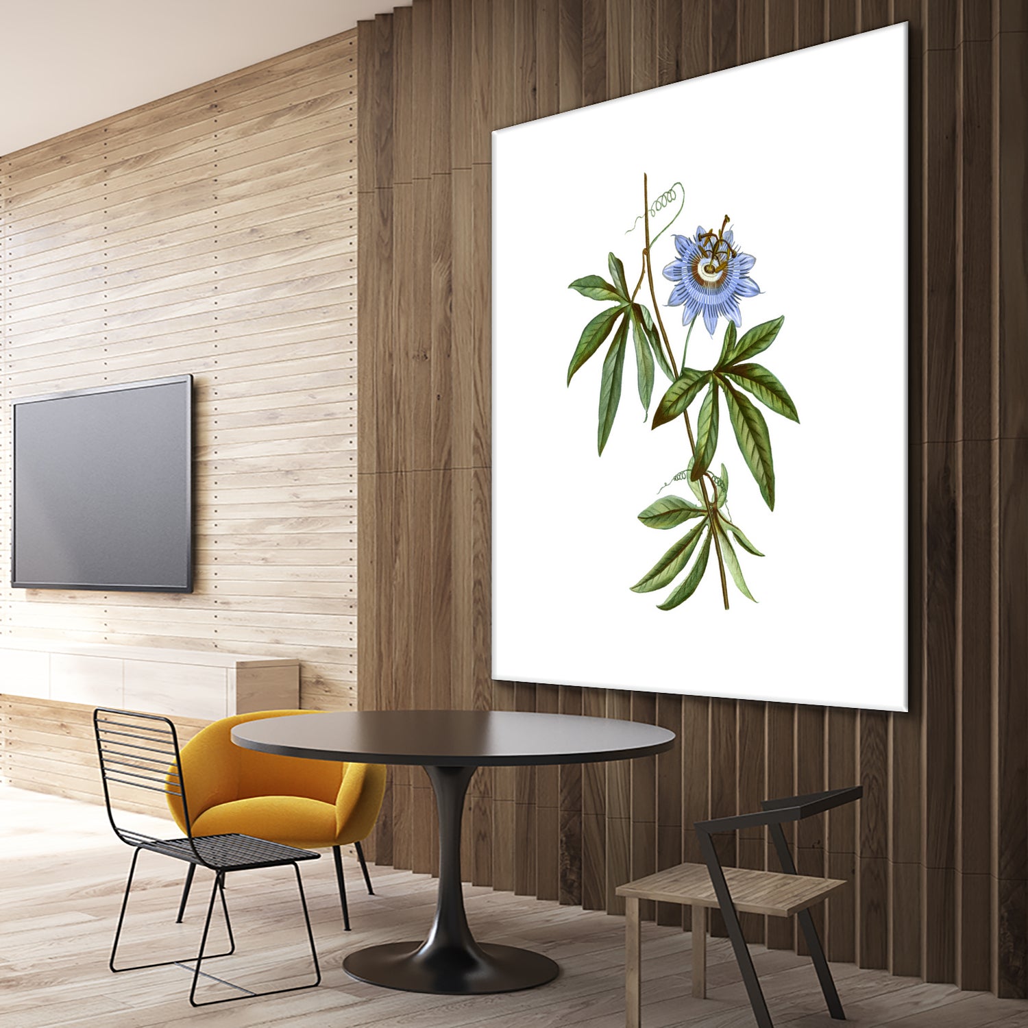 Vintage Blue Passionflower Botanical Illustration by Raul Andre Petrasanta on GIANT ART - blue mixed media