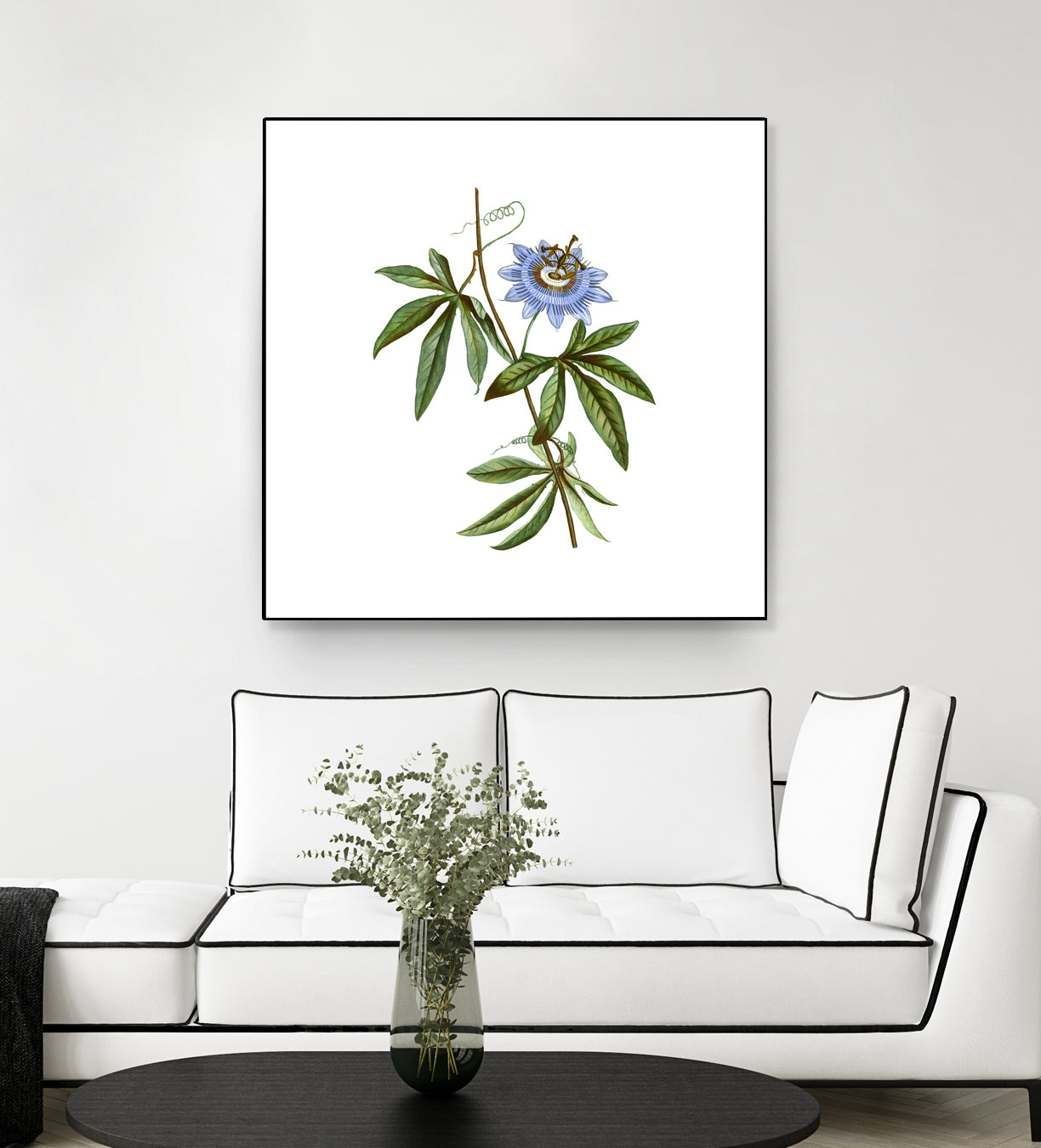 Vintage Blue Passionflower Botanical Illustration by Raul Andre Petrasanta on GIANT ART - blue mixed media